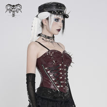 Load image into Gallery viewer, CST00902 Red Punk-Style Glossy Leather Strapless Corset