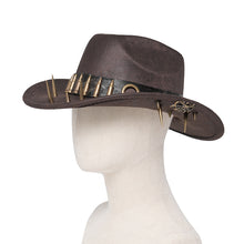 Load image into Gallery viewer, AS266 Punk brown cowboy hat with spiked brim