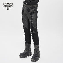 Load image into Gallery viewer, PT286 Twill and faux leather multi-strap punk trousers
