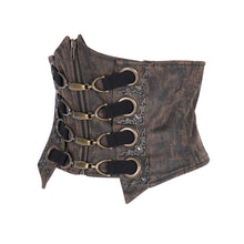 Load image into Gallery viewer, AS197 Steampunk women Distressed leather corset with metal eyelets