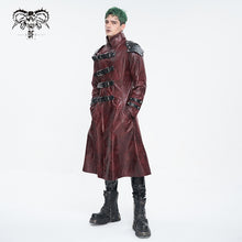 Load image into Gallery viewer, CT22302 Red Cracked leather stand collar long men's jacket