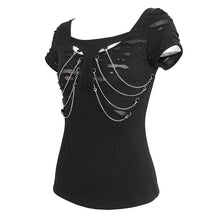 Load image into Gallery viewer, TT264 Tattered Knitted Short Sleeve Women's T-Shirt