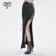 Load image into Gallery viewer, SKT191 Punk side seams high-waisted skirt with split
