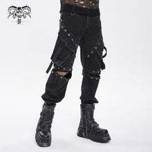 Load image into Gallery viewer, PT300 Punk-Style Straight-Leg Trousers with Acid-Wash Effect (Convertible into Shorts)