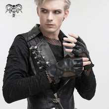 Load image into Gallery viewer, GE013 Punk metallic fitted short mesh half-finger gloves for women