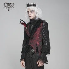 Load image into Gallery viewer, WT099 Gothic fur collar rose jacquard vest
