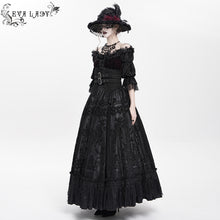 Load image into Gallery viewer, ESKT07001 Gothic 3D velvet flower pattern skirt with corset