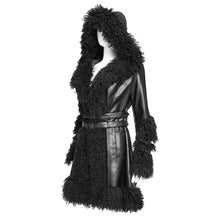 Load image into Gallery viewer, CT264 Punk curly hooded leather jacket