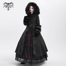 Load image into Gallery viewer, CT12601 winter sexy women black Gothic double-faced woolen hooded long coat with fur