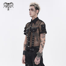 Load image into Gallery viewer, SHT162 Diamond Mesh Punk Shirt with Accordion Pockets Cuffs