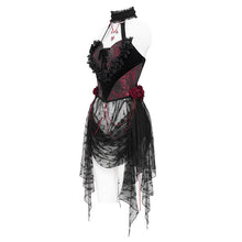 Load image into Gallery viewer, ECST00902 red Heart Shaped Floral Gothic Corset