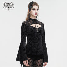 Load image into Gallery viewer, ETT03301 Lace stitching small stand collar long sleeve T-shirt
