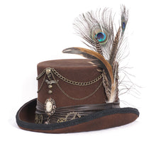 Load image into Gallery viewer, AS188 Steampunk brown top hat