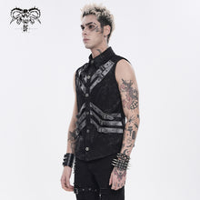 Load image into Gallery viewer, SHT155 Gold-Stamped Twill Sleeveless Punk Shirts