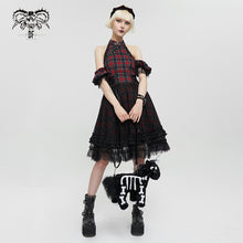 Load image into Gallery viewer, SKT143 punk cheongsam collar plaid dress