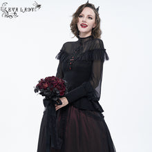 Load image into Gallery viewer, EAS013 handmade Gothic wedding red roses bridal bouquet with black ribbons and lace