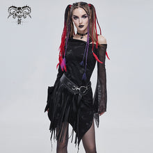 Load image into Gallery viewer, SKT134 Bone printing asymmetric off-the-shoulder dress
