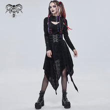 Load image into Gallery viewer, CA024 punk women black bone printed knitted shawl with straps