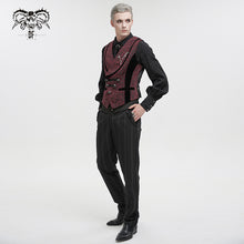 Load image into Gallery viewer, WT07002 Gothic dark pattern black and red vest (with brooch)