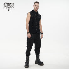 Load image into Gallery viewer, SHT094 black punk sleeveless men's tattered shirt