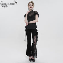 Load image into Gallery viewer, EPT01101 Black Asymmetric Dark Pattern Flare Pants