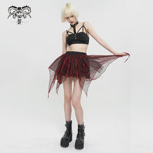 Load image into Gallery viewer, SKT15502 black and red nifty short punk skirt