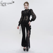 Load image into Gallery viewer, ESHT01501 Black fringed iris mesh Goth Shirt