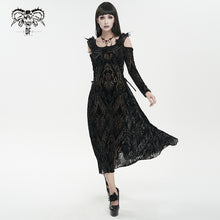 Load image into Gallery viewer, SKT163 Gothic flocked printing off-the-shoulder dress