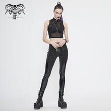 Load image into Gallery viewer, TT170 Cyberpunk Flocking Mesh Stand Collar Short T-shirt