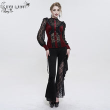 Load image into Gallery viewer, ESHT01502 red fringed iris mesh Goth Shirt