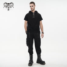 Load image into Gallery viewer, TT206 Everyday Woven Black Short Sleeves Punk Men Hoodie