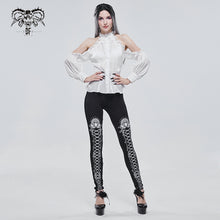 Load image into Gallery viewer, PT14701 White lace tie-rope pattern printed leggings