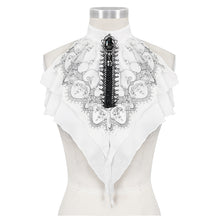 Load image into Gallery viewer, AS121 Black Thread Embroidered White Gothic Bow Tie