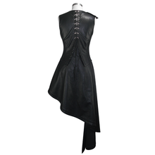 Load image into Gallery viewer, SKT089 zipper up asymmetric sleeveless women punk rock mid-length leather dress