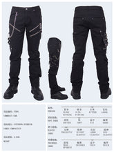 Load image into Gallery viewer, PT001 devil fashion punk rock zipper black men trousers with chains