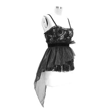 Load image into Gallery viewer, ECST003 Asymmetric embroidered organza hem velvet belt sexy women lace camisole