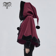 Load image into Gallery viewer, CA02802 wine double sided woolen contrast color shawl with fur
