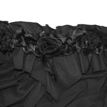 Load image into Gallery viewer, ESHT006 horizontal neck elastic rubber waist stretchy women black shirts with rose flower