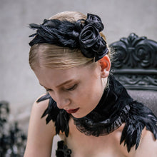 Load image into Gallery viewer, AS001 Devil fashion headwear sexy women Gothic black roses feather hairpin