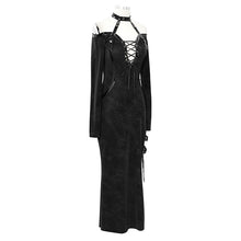 Load image into Gallery viewer, SKT112 club punk side high fork sexy ladies slim fit long dress with chocker