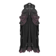 Load image into Gallery viewer, SKT094 festival costume Burgundy printed drawstring faded steampunk half skirt