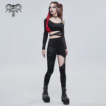 Load image into Gallery viewer, PT148 Ripped spider web printed asymmetrical leggings