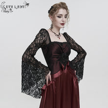 Load image into Gallery viewer, ESKT03702 RED Satin Lace Long Sleeve Gown Dress