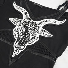 Load image into Gallery viewer, TT178 Devil sheep head printed long-sleeved off-the-shoulder T-shirt