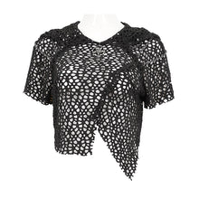 Load image into Gallery viewer, TT189 Punk Wool Mesh Hooded Short Sleeve Women's T-Shirt