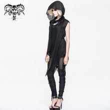Load image into Gallery viewer, CA006 punk asymmetrical women broken holes black hooded cape