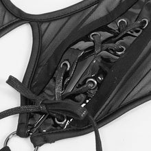 Load image into Gallery viewer, SX008 punk mesh black leather spliced one-piece sexy lingerie