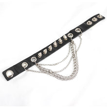 Load image into Gallery viewer, AS078 punk women adjusted size spiked leather bracelet with chains
