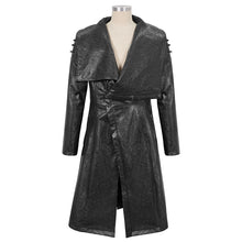 Load image into Gallery viewer, ct18001 Black-grey puff big-collar long leather coat