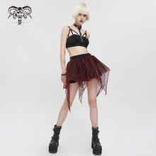 Load image into Gallery viewer, SKT15502 black and red nifty short punk skirt